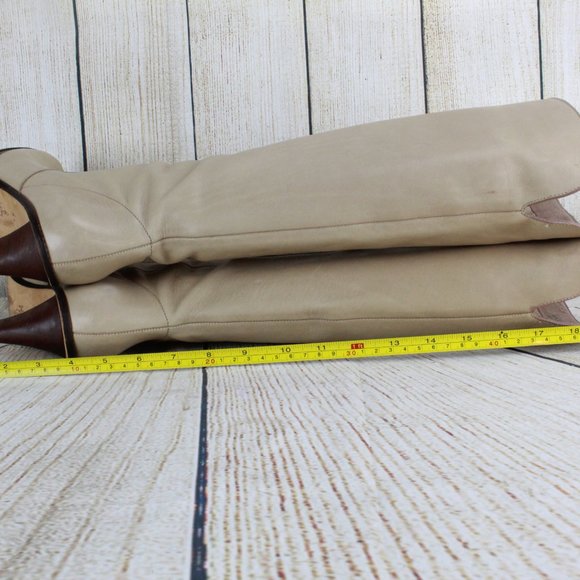 COLE HAAN Tall Heeled Soft Tan Leather Boots 7 - Picture 6 of 8